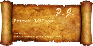 Petres János névjegykártya